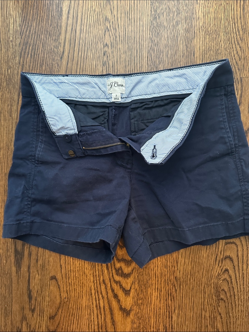 J. Crew Women's Navy High Waist Cotton Blend Shorts